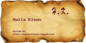 Halla Kleon névjegykártya